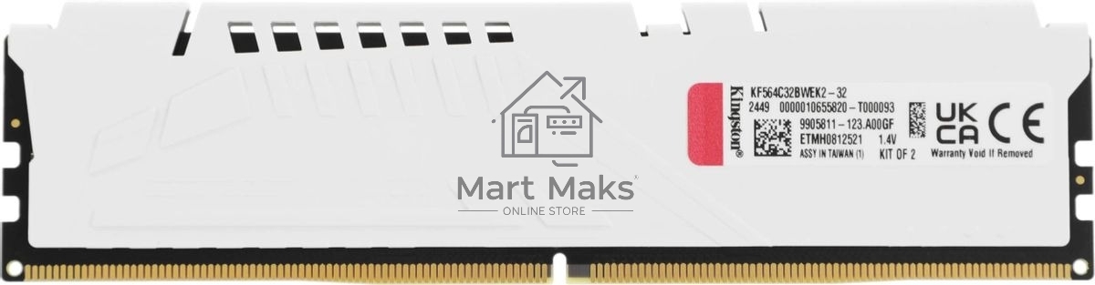 Оперативная память Kingston FURY Beast White EXPO, DDR5, 32GB (2x16 GB), 6400 MHz, CL32, радиатор, белый