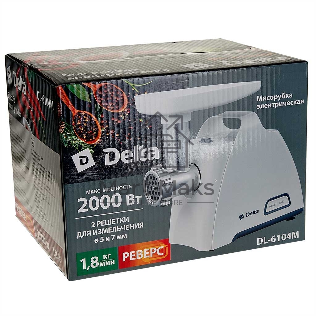 Мясорубка DELTA DL-6104M белый с серым