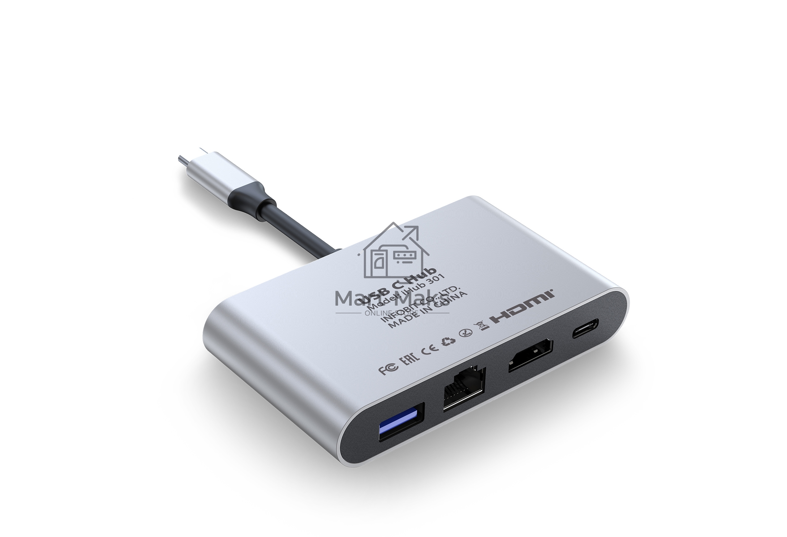 Распределитель Infobit iHub 301 3 подключения через 1 кабель USB-С