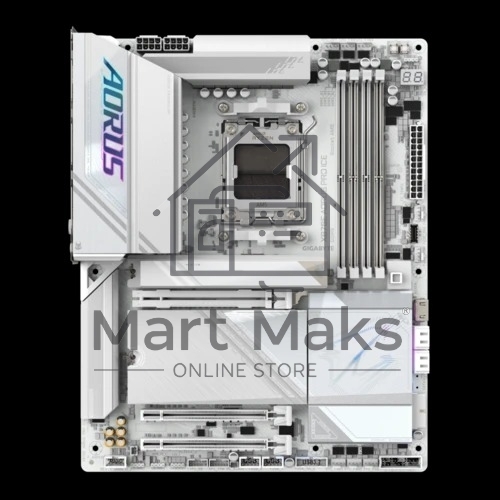 Материнская плата Gigabyte X870E AORUS PRO ICE, AM5, AMD X870E, 4xDDR5, 4xSATA, 4xM.2, 1xPCI-E 5.0 x16, 1xPCI-E 4.0 x4, 1xPCI-E 3.0 x4, 1xHDMI, 2xUSB-C, 1x 2.5Gb LAN, 2xUSB-A 3.2 Gen 2, 3xUSB-A 3.2 Gen 1, 2xUSB-A 2.0, 2x3.5 мм, TOSLINK, 7.1, 2xUSB4, 4xUSB