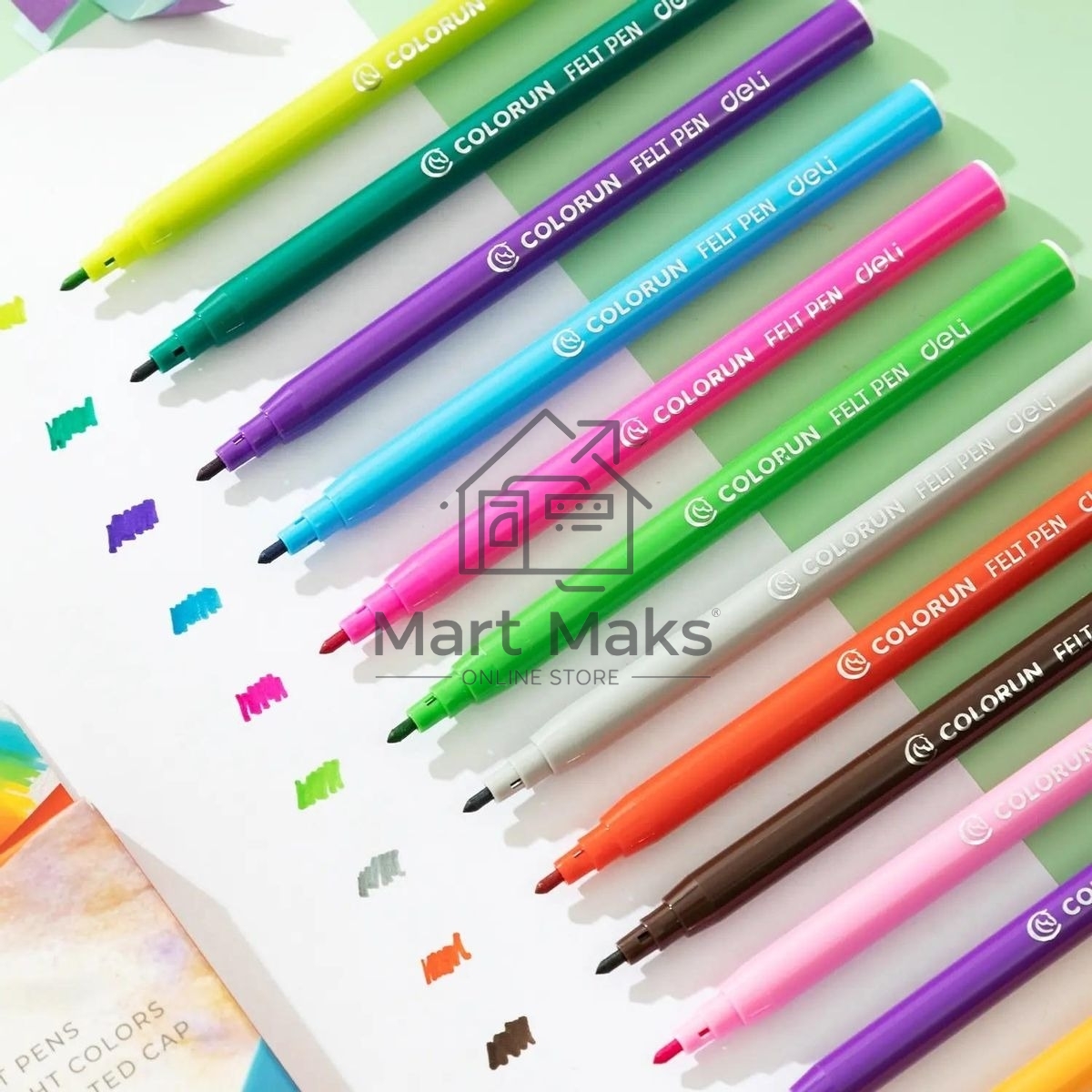 Фломастеры Deli EC10000 ColoRun, вентилируемый колпачок, 12 цветов, коробка с европодвесом