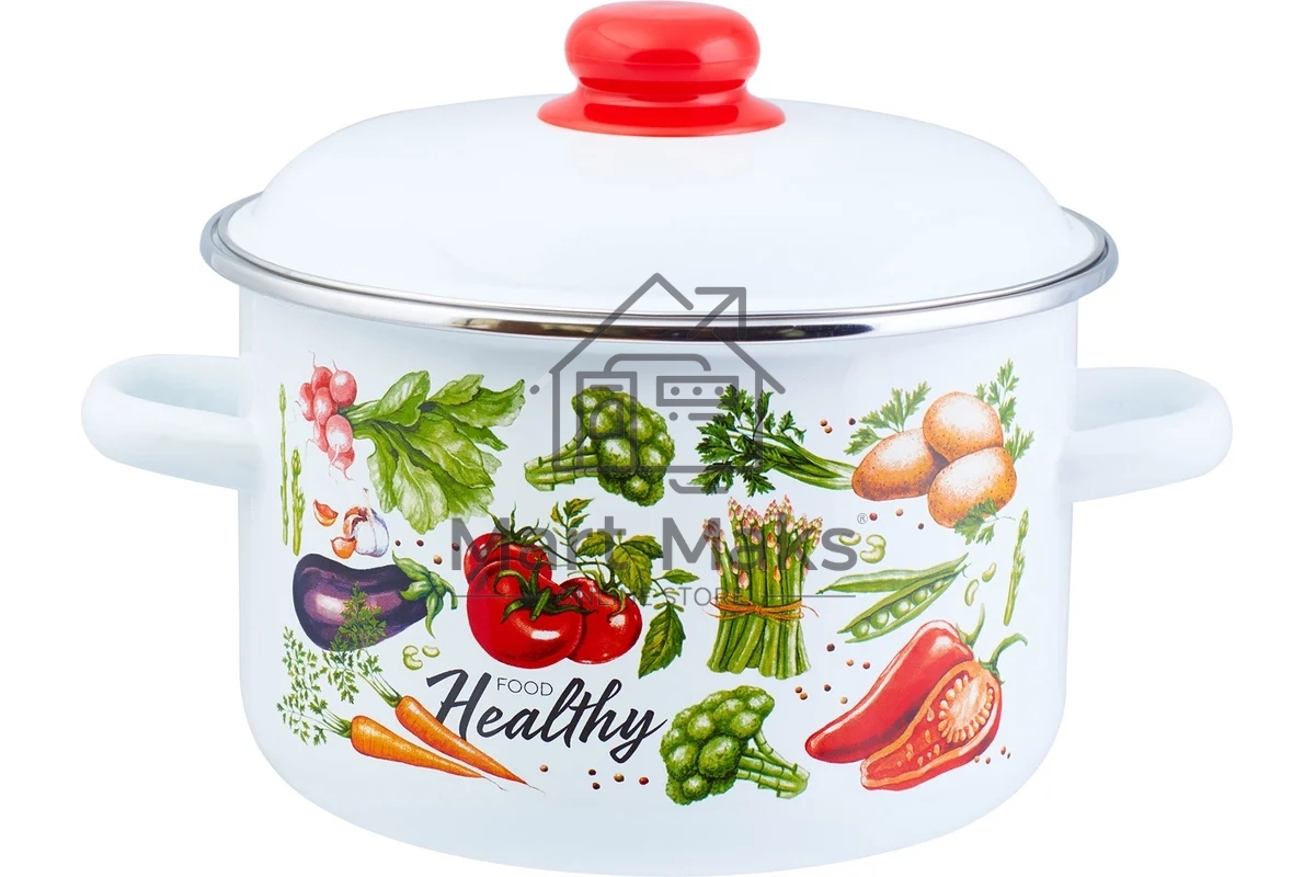 Кастрюля Appetite 1RD201M Veggies эмалированная сталь, цилиндрическая 4 л