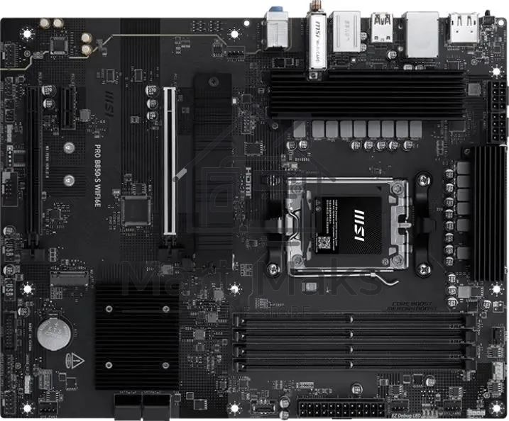 Материнская плата MSI PRO B850-S WIFI6E, AM5, AMD B850, 4xDDR5, 4xSATA, 2xM.2, 1xPCIe 4.0 x16, 1xPCIe 4.0 x4, 1xPCIe 3.0 x1, 1xDP, 1xHDMI, 1x2.5Gb LAN, Wi-Fi 6E, Bluetooth 5.3, 1xUSB-C 10Gbps, 3xUSB-A 10Gbps, 4xUSB-A 5Gbps, 3x3.5 мм, 7.1, ATX