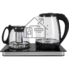 Чайник электрический Starwind SKG4044 1.8 л, 1800 Вт, черный/серебристый корпус: стекло