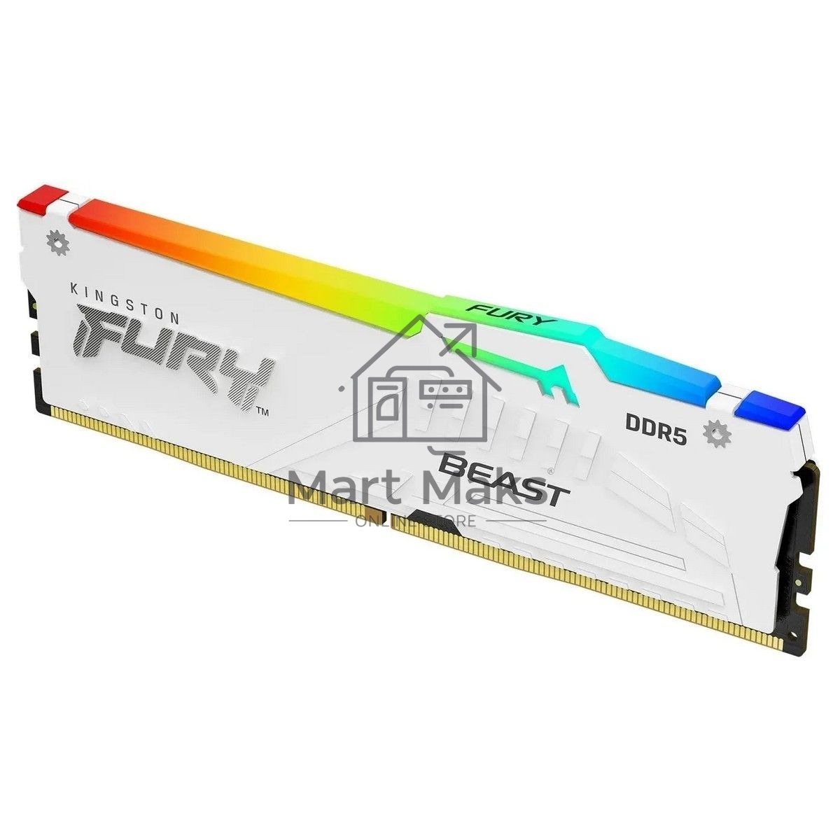 Оперативная память Kingston Fury Beast, DDR5, 16GB (1x16GB), 6000MHz, CL36, DIMM, с радиатором, RGB, белый