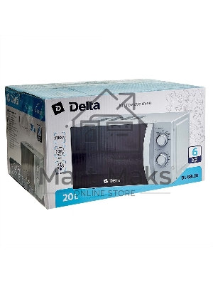 Микроволновая печь DELTA DL-88L20 белый, 20 л, 700 Вт, переключатели - поворотный механизм