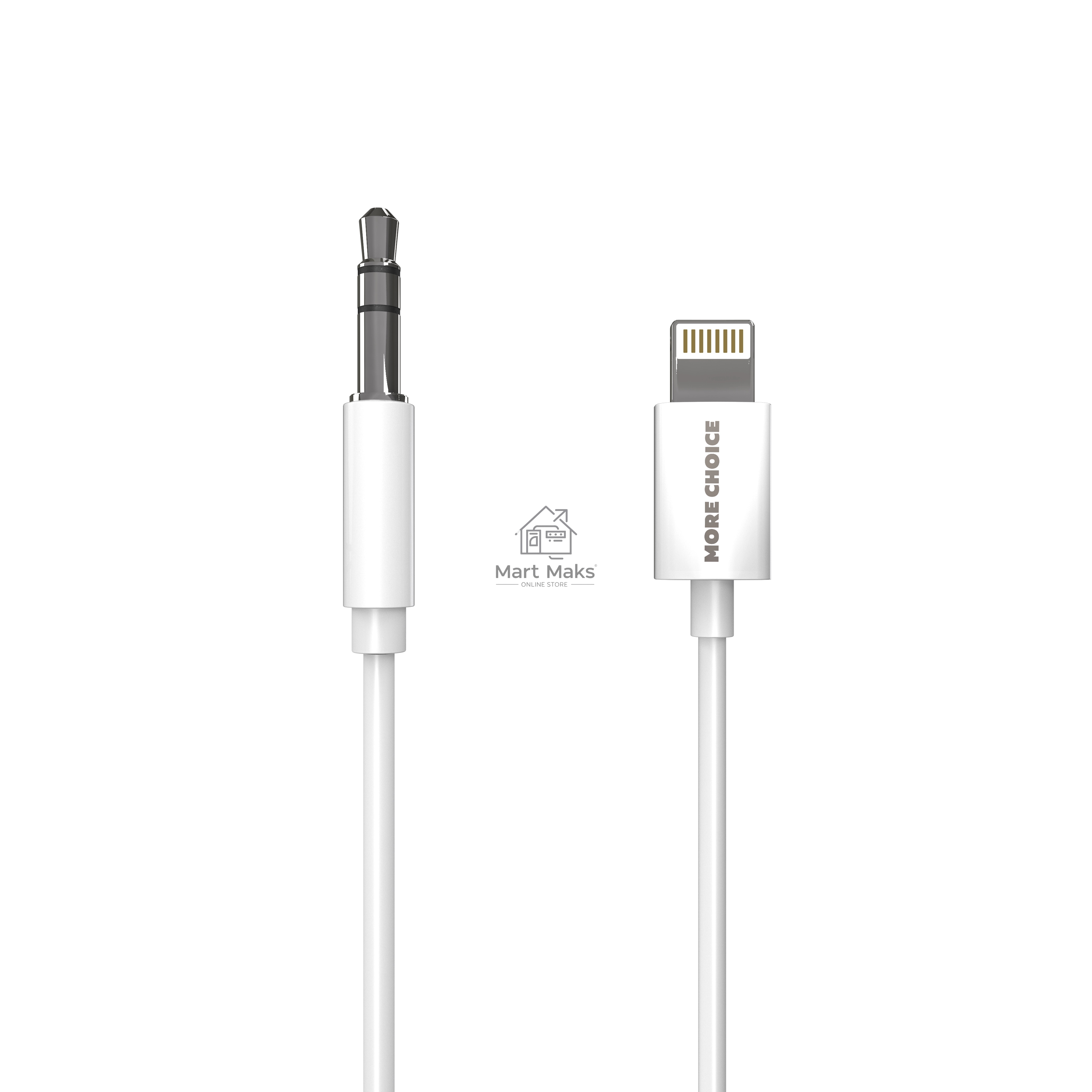 Кабель аудио MORE CHOICE (4610196409820) UK28i AUX 3.5mm Lightning 8-pin 1м, белый