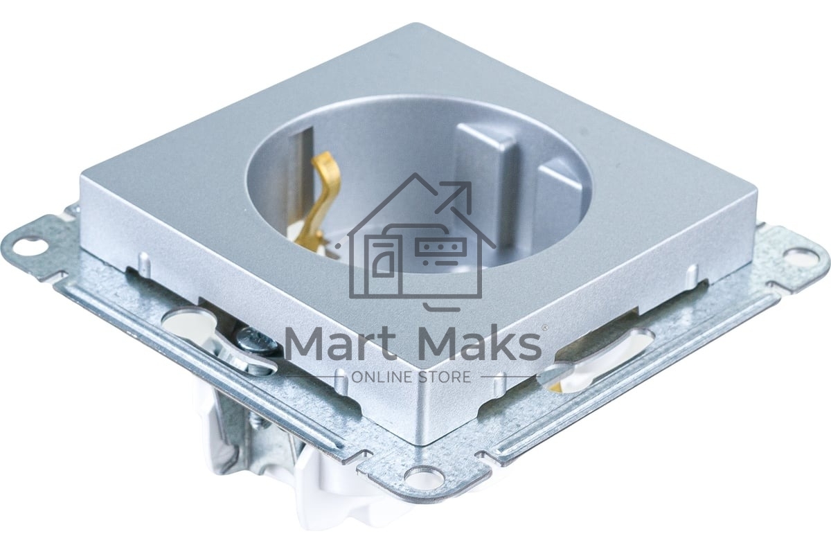 Механизм розетки 1-м СП AtlasDesign с заземл. защ. шторки 16А алюм. SchE ATN000345