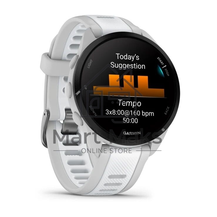 Смарт-часы Garmin Forerunner 165 белый, серый ремешок 43мм