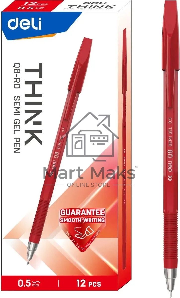 Набор ручек шариковых Deli Think EQ8-RD, красные чернила (12шт), линия 0.5мм