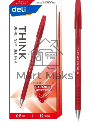 Набор ручек шариковых Deli Think EQ8-RD, красные чернила (12шт), линия 0.5мм