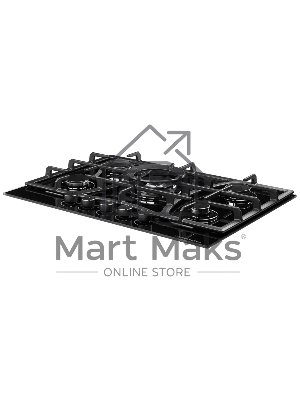 Газовая варочная поверхность Kuppersberg, закаленное стекло, ширина 70 см, 5 газовых конфорок, WOK конфорка(3,8 кВт), автоподжиг, газ-контроль, чугунные решетки, цвет чёрный