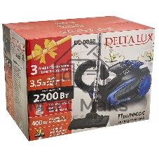 Пылесос Delta LUX DL-0848 черный/синий, 400/2200 Вт, уборка сухая, пылесборник мешок 3,5 л