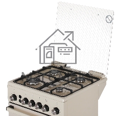 Плита газовая De Luxe 5040.40Г (КР) ЧР-013 бежевый, конфорок 4 газовых, духовка 46 л, 50 см x 85 см x 50 см