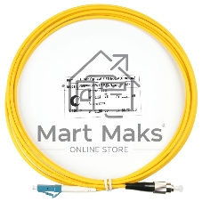 Патч-корд оптический Cabeus Tight Buffer, Simplex FC/LC, OS2 9/125, LSZH, 3м, Ø 3мм, чёрный хвостовик, жёлтый