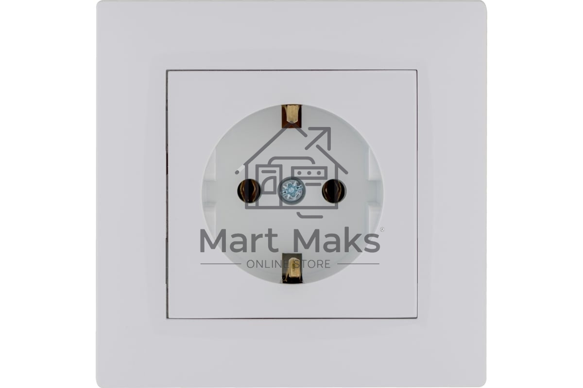 Розетка 1-м керамика Makel Karea RIZZ с заземл. белый 88001008