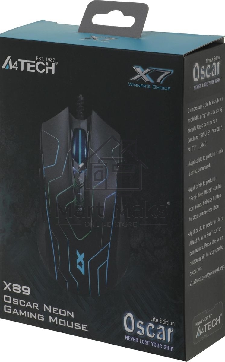 Мышь проводная A4Tech X89 Maze черный, 2400 dpi, USB, кнопки - 8