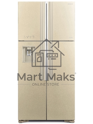 Холодильник Hitachi R-W660PUC7 GBE бежевый стекло двухкамерный инвертер 396/144л морозилка сверху, No Frost, Side by Side