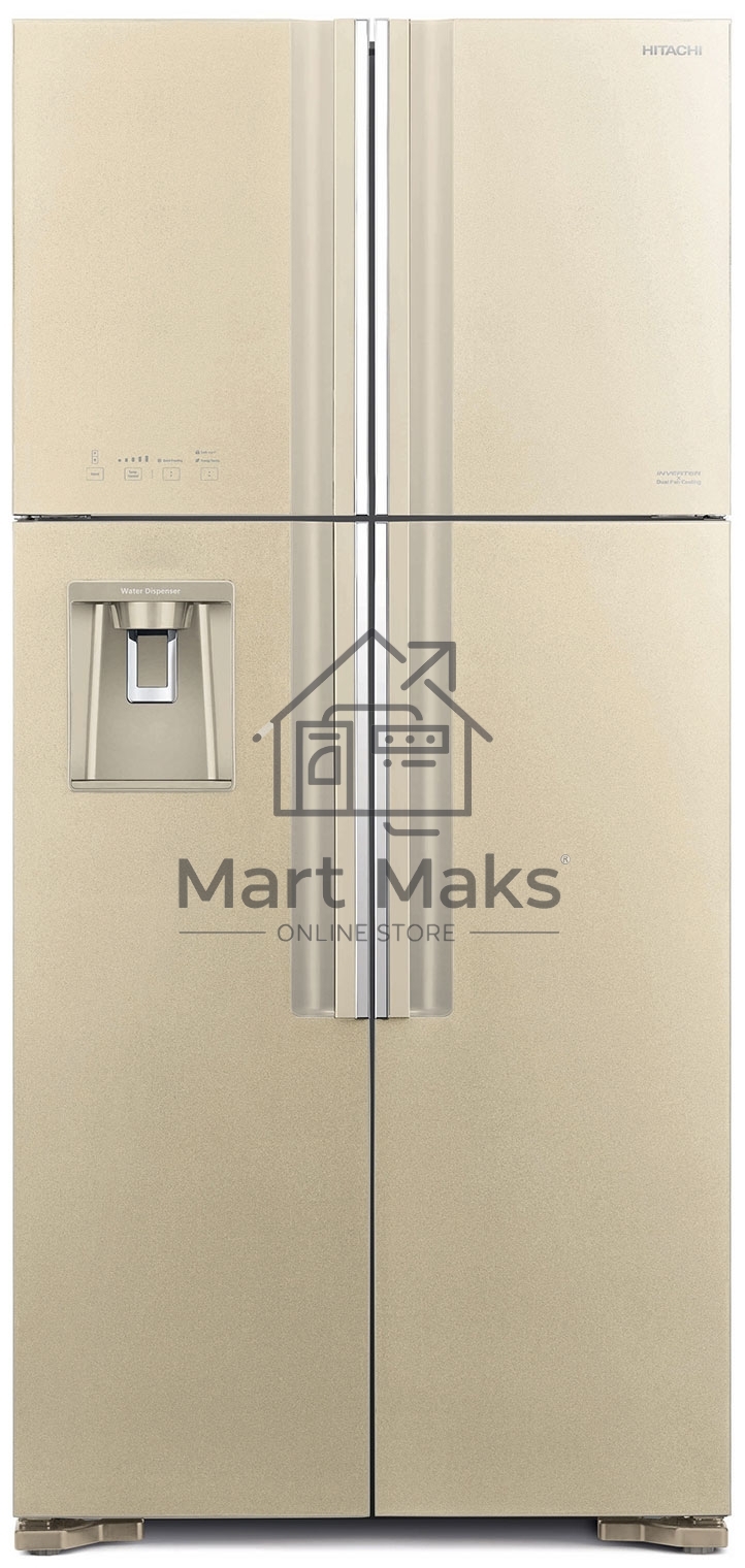 Холодильник Hitachi R-W660PUC7 GBE бежевый стекло двухкамерный инвертер 396/144л морозилка сверху, No Frost, Side by Side Холодильник Hitachi R-W660PUC7 GBE бежевый стекло двухкамерный инвертер 396/144л морозилка сверху, No Frost, Side by Side