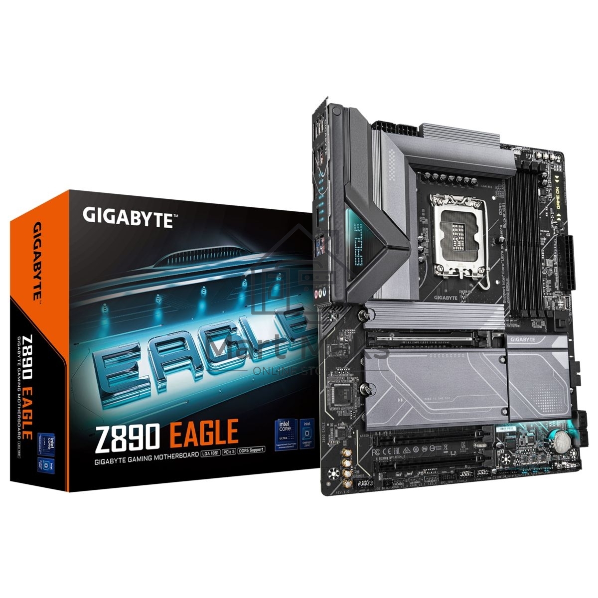Материнская плата Gigabyte Z890 EAGLE, LGA 1851, Intel Z890, 4xDDR5, 4xSATA, 4xM.2, 1xPCIe 5.0 x16, 2xPCIe 4.0 x4, 1xDP, 1xUSB-C, 1x 2.5Gb LAN, 4xUSB-A 3.2 Gen 1, 2xUSB-A 3.2 Gen 2, 3x3.5 мм, 7.1, 1xUSB4, ATX