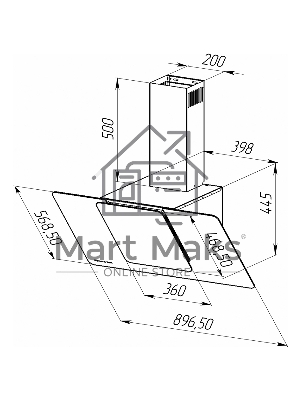 Вытяжка каминная Zigmund & Shtain K 150.9 W белый, 90 см, 1100 куб. м/ч, 65 дБ