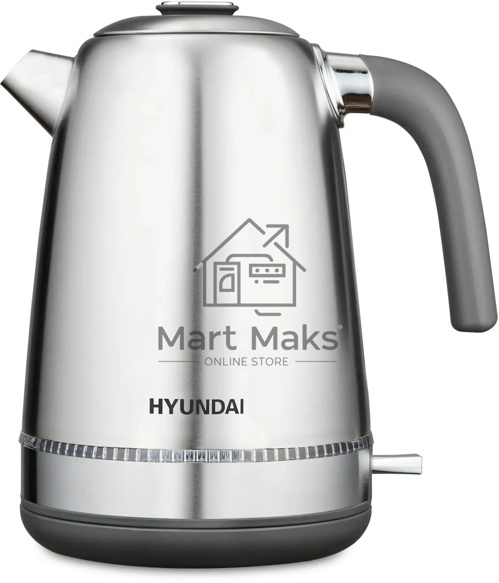 Чайник электрический Hyundai HYK-S5806 1.7 л, 2200 Вт, серебристый матовый/черный