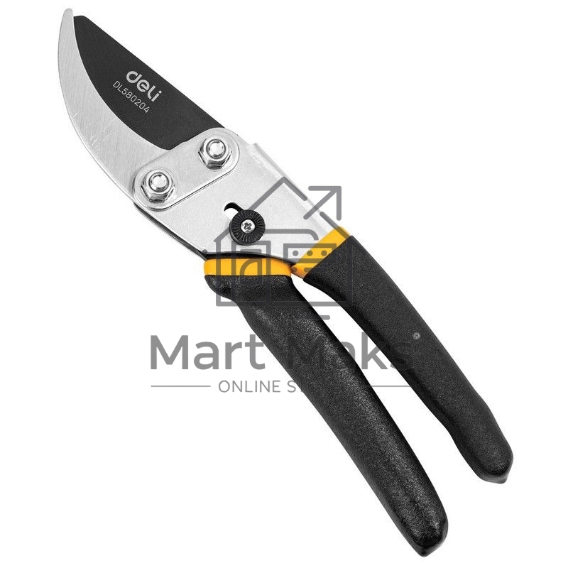 Секатор Deli DL580204 Размер 200 мм. Макс диаметр резки 15 мм. Сталь 55С. Термообработанная поверхность. Тефлоновая уплотнённая пластиковая ручка.