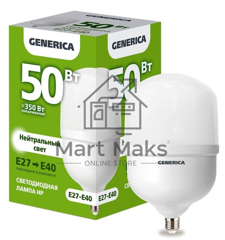 Лампа светодиодная GENERICA LL-HP-50-230-40-E27-E40-G HP 50Вт 4000К E27-E40 230В
