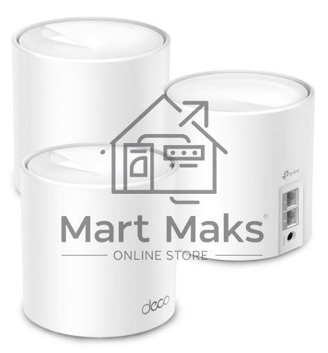 Бесшовный Mesh роутер TP-Link Deco X10 (DECO X10(3-PACK)) AX1500 10/100/1000BASE-TX белый (упак.:3шт)
