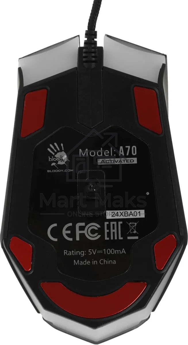 Мышь проводная A4Tech Bloody A70A черный, 6200 dpi, USB Type-A, кнопки - 8