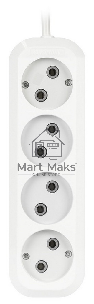 Удлинитель Smartbuy (SBE-10-4-02-N) 4 гнз х 2,0 м (10А/2.2кВт, ПВС 2х1.0)