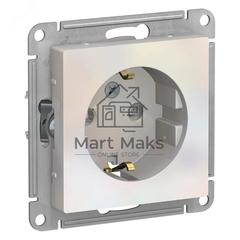 Механизм розетки 1-м СП AtlasDesign с заземл. защ. шторки 16А жемчуг SchE ATN000445