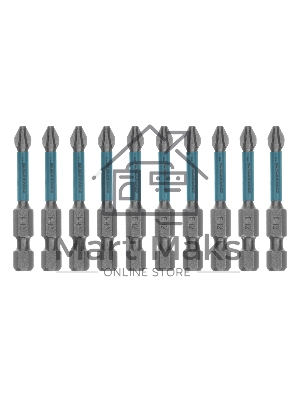 Набор бит Gross торсионных PH2x50 мм, для ударных шуруповертов, отрывн., 10 шт.