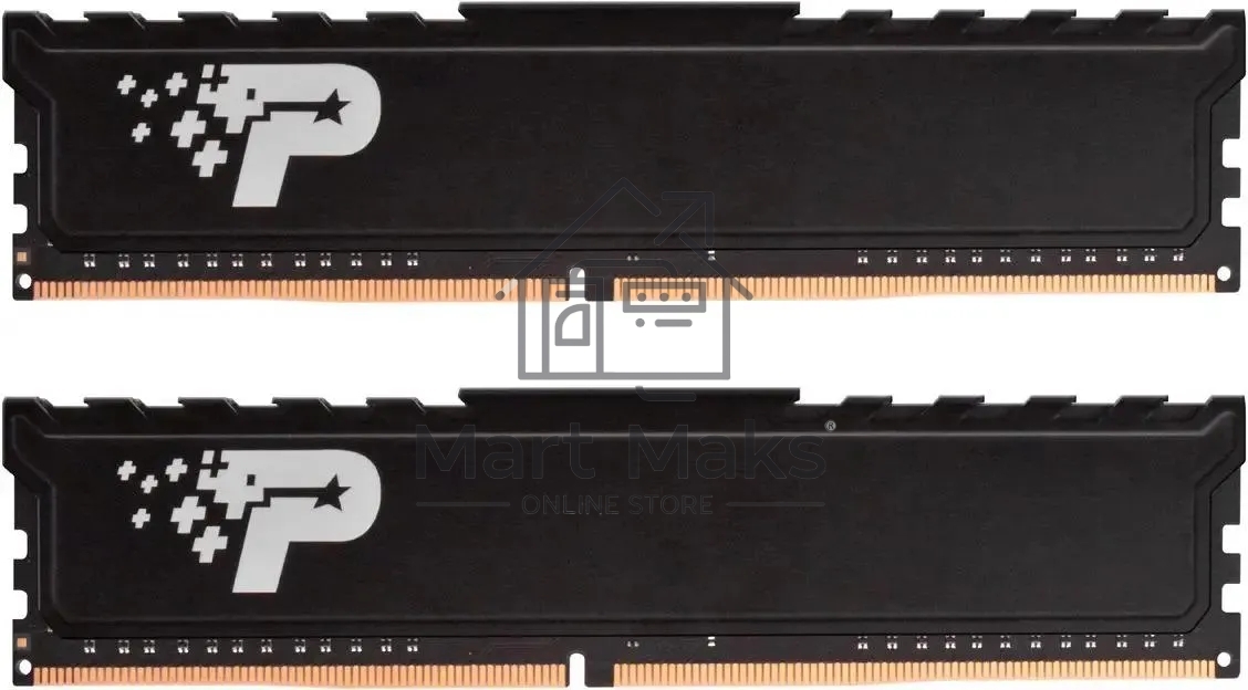 Оперативная память Patriot Signature, DDR4, 16GB (2x8 GB), 3200 MHz, CL22, DIMM, радиатор, черный