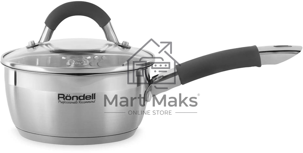 Ковш Rondell Flamme RDS-026, 1.3л, 16см, с крышкой, стальной