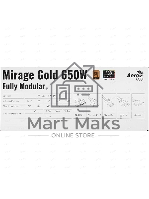 Блок питания Aerocool/Formula MIRAGE GOLD 650W, 650Вт, 80 PLUS Gold, 120мм, модульный, черный