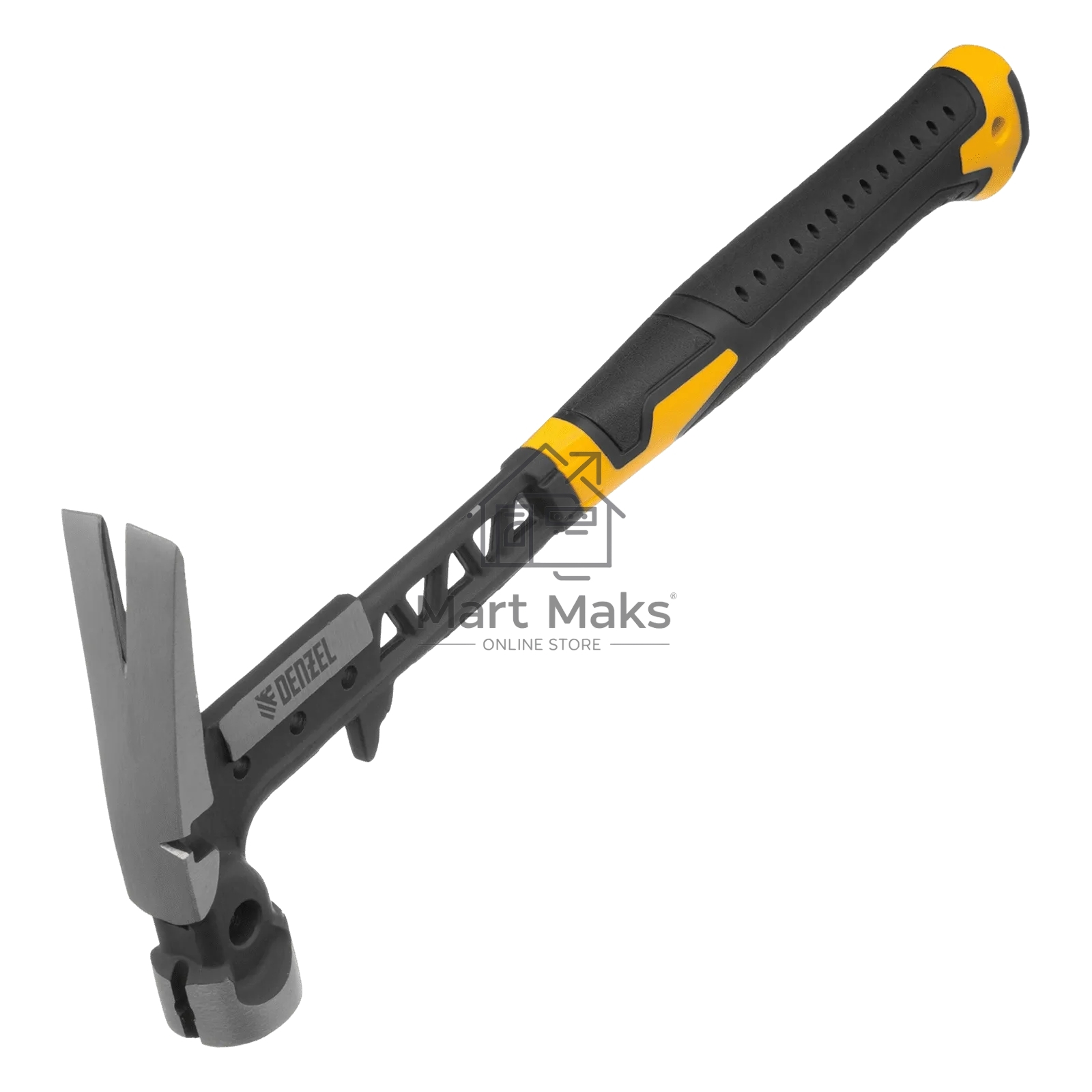 Молоток строительный Denzel 450 г, цельнокованый, боек с магнитом, двухкомп. обрезин. рук-ка