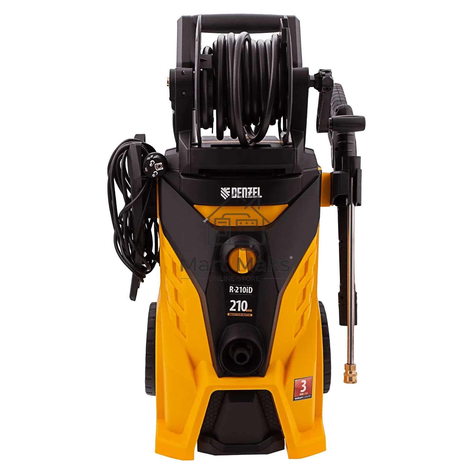 Моечная машина высокого давления Denzel R-210iD, 2600 Вт, 210 бар, 8,0 л/мин, асинх. двиг., бараб.