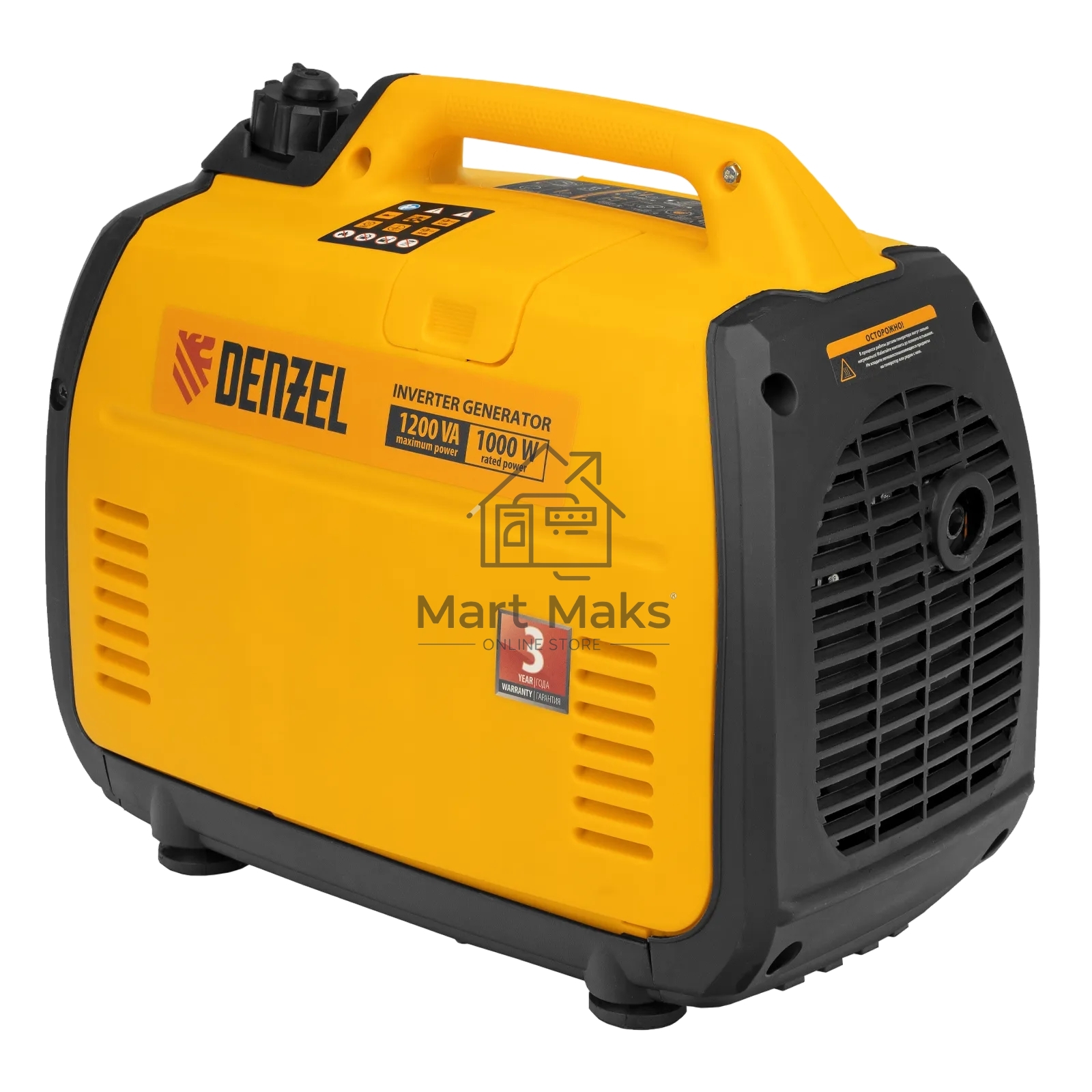 Генератор инверторный Denzel GT-1200iS, 1,2 кВт, 230 В, бак 2,4 л, закрытый корпус, ручной старт
