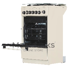 Плита газовая De Luxe 5040.40Г (КР) ЧР-013 бежевый, конфорок 4 газовых, духовка 46 л, 50 см x 85 см x 50 см