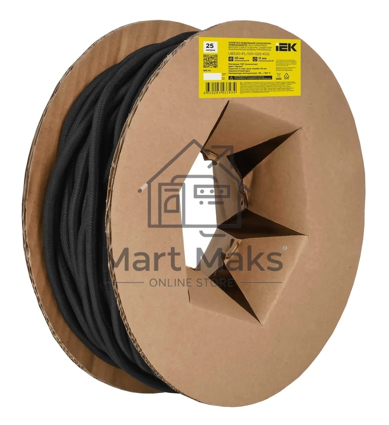 Оплетка кабельная IEK UBS30-PL-1011-025-K02. 10-11мм . 25м. самосворачивающаяся. черная