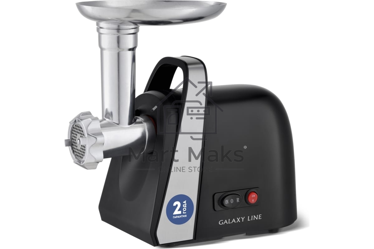 Мясорубка электрическая Galaxy Line GL 2419, черный, 1600 Вт, производительность 1,5 кг в мин, функция «Реверс»