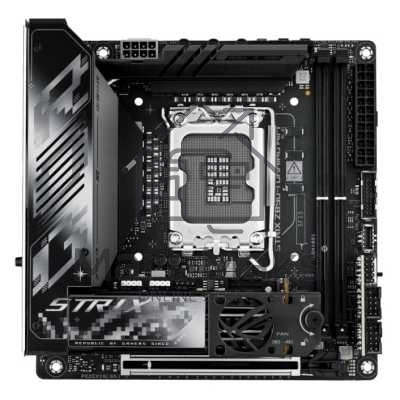 Материнская плата ASUS ROG STRIX Z890-I GAMING WIFI, LGA 1851, Intel Z890, 2xDDR5, 2xSATA, 2xM.2, 1xPCIe 5.0 x16, 1xHDMI, 2xUSB-C Thunderbolt 4, 1xUSB-C 20Gbps, 3xUSB-A 10Gbps, 1xUSB-A 5Gbps, 2xUSB-A 2.0, 1x 2.5Gb LAN, Mini-ITX