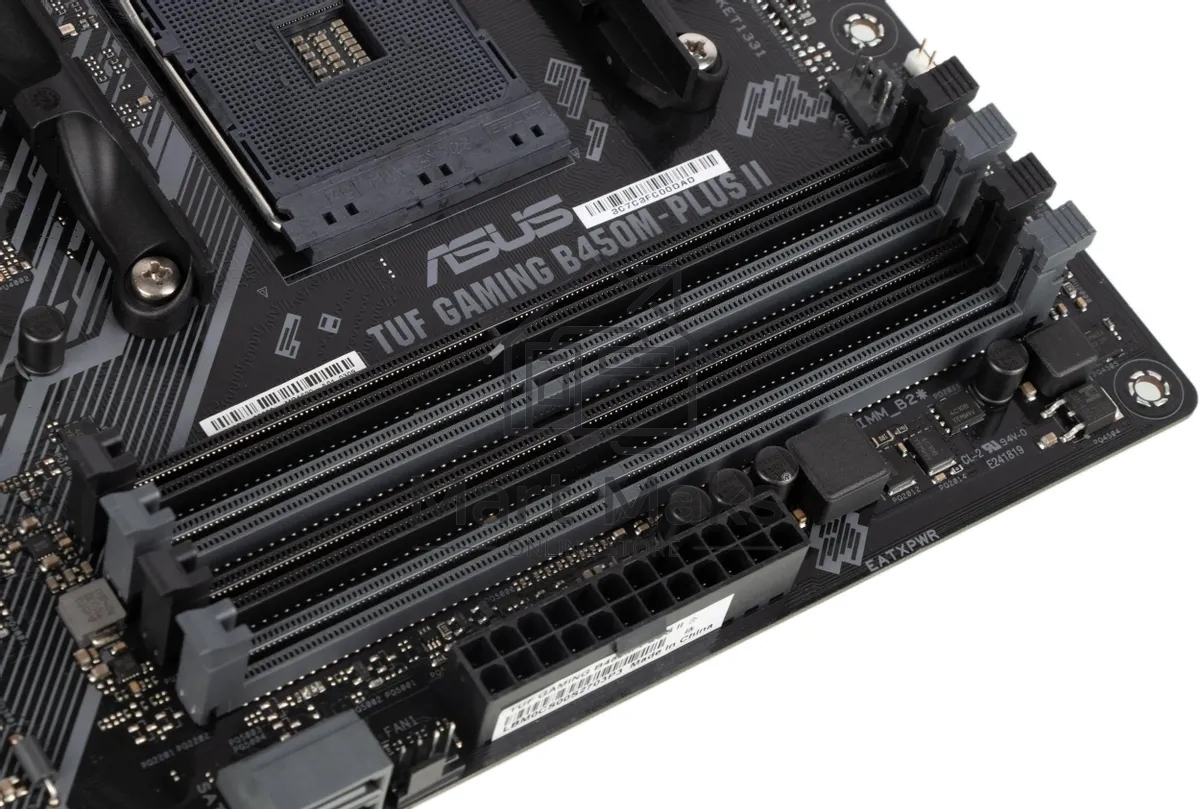 Материнская плата ASUS TUF GAMING B450M-PLUS II, AM4, AMD B450, 4xDDR4, 6xSATA, 1xM.2, 1xPCIe 3.0 x16, 1xPCIe 2.0 x16, 1xPCIe x1, 1xHDMI, 1xDVI-D, 1x 1Gb LAN, 2xUSB-A 3.2 Gen 1, 1xUSB-A 3.2 Gen 2, 2xUSB-A 2.0, 1xUSB-C 3.2 Gen 1, 3x3.5 мм, 7.1, mATX