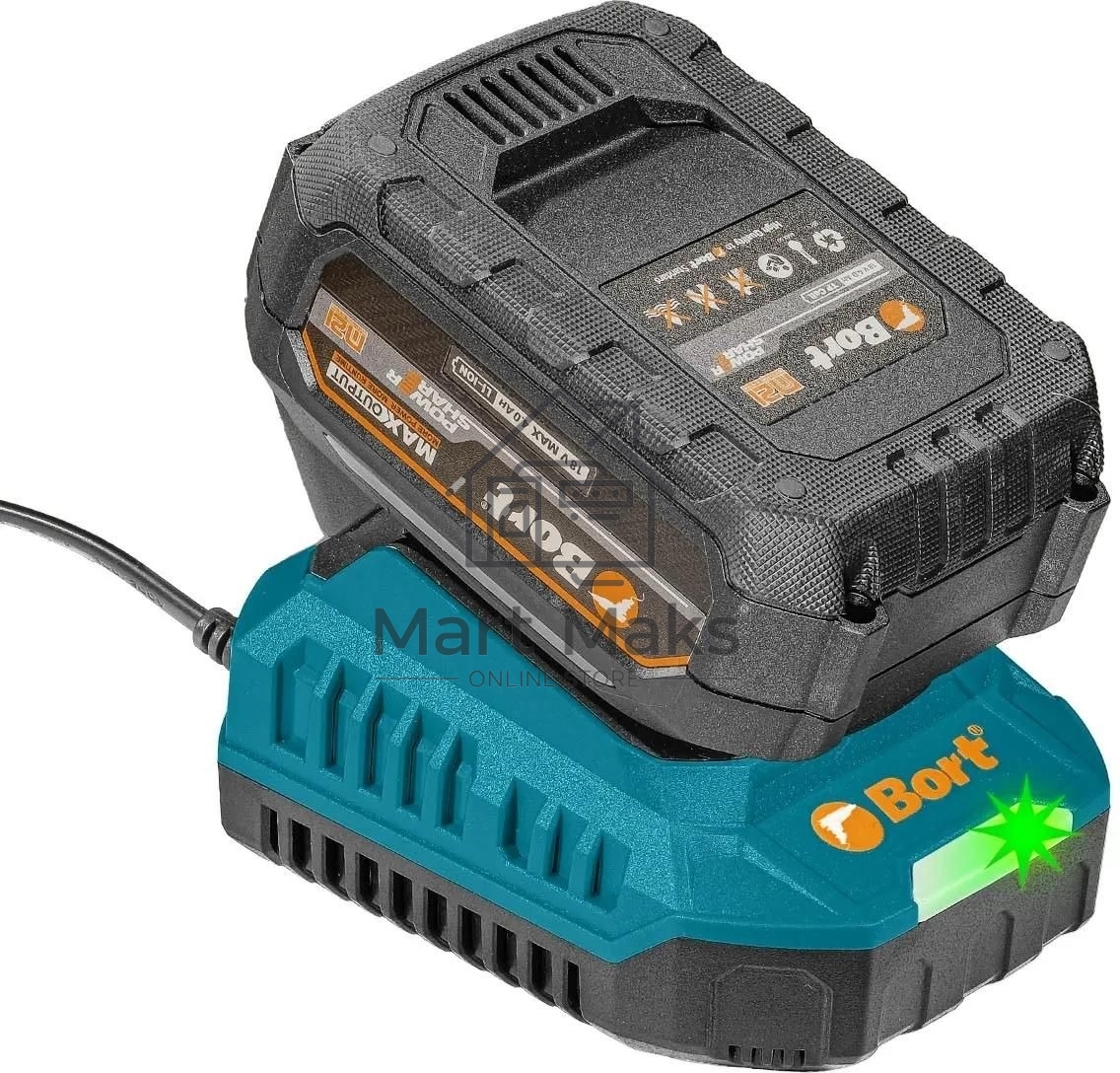 Гайковерт аккумуляторный Bort BSR-21U (2х4АЧ+ЗУ) 93418477  800 Нм, 0-2700 об/мин, акб Li-Ion, аккумуляторная система Makita 18V LXT 18 В, вес 1.4 кг