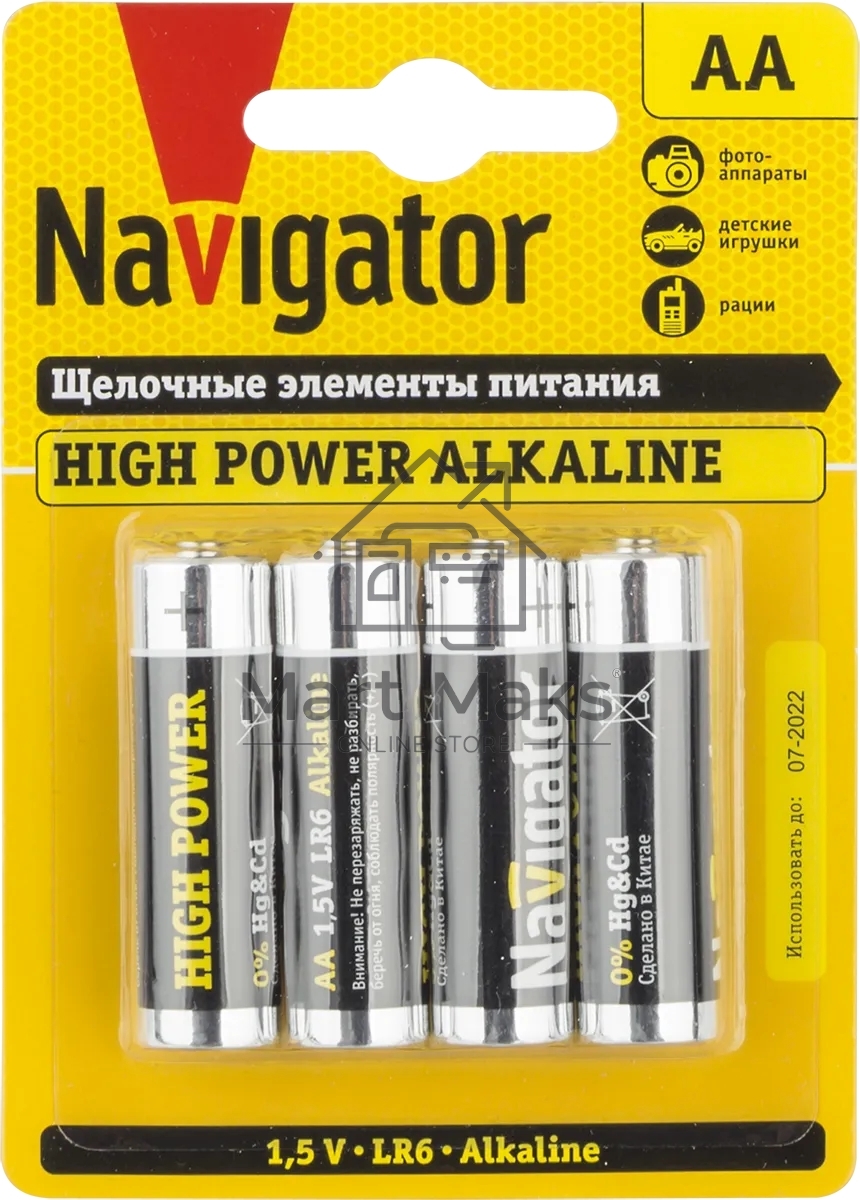 Элемент питания NAVIGATOR NBT-NE-LR6-BP4, 1.5 В