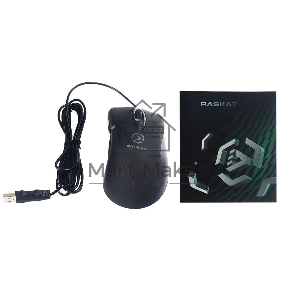 Мышь проводная Raskat M018 черный, 3200 dpi, USB, кнопки - 6