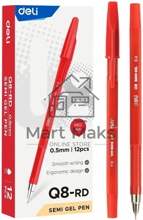 Набор ручек шариковых Deli Think EQ8-RD, красные чернила (12шт), линия 0.5мм
