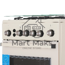 Плита газовая De Luxe 5040.40Г (КР) ЧР-013 бежевый, конфорок 4 газовых, духовка 46 л, 50 см x 85 см x 50 см