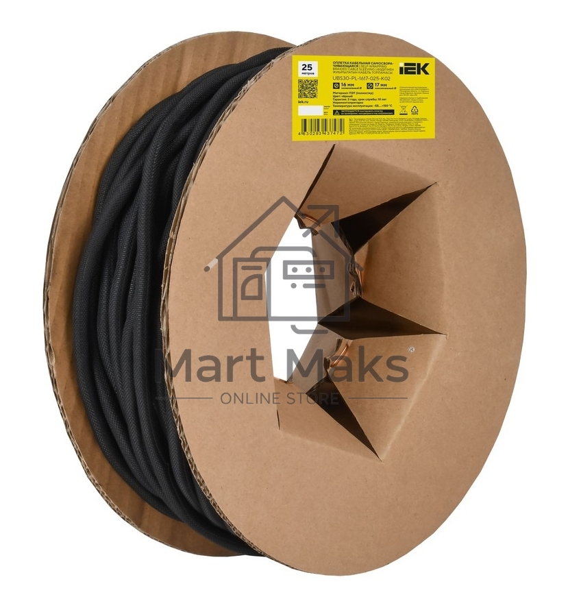 Оплетка кабельная IEK UBS30-PL-1617-025-K02. 16-17мм . 25м. самосворачивающаяся. черная
